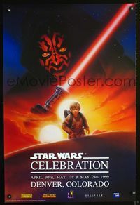 1z479 STAR WARS CELEBRATION '99 special pre-Ep I release 1sh '99 George Lucas, John Alvin art!