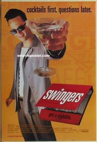 1z486 SWINGERS DS one-sheet movie poster '96 great huge image of Vince Vaughn with martini!