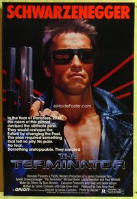 1z491 TERMINATOR one-sheet '84 super close up of most classic cyborg Arnold Schwarzenegger with gun!