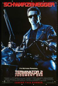 1z492 TERMINATOR 2 DS advance one-sheet movie poster '91 Arnold Schwarzenegger