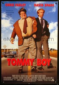 1z501 TOMMY BOY DS one-sheet poster '95 great close up of screwballs Chris Farley & David Spade!
