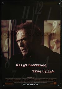 1z510 TRUE CRIME DS advance one-sheet movie poster '99 great close up of detective Clint Eastwood!