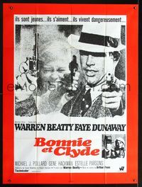 2a277 BONNIE & CLYDE French 1p '67 classic crime duo Warren Beatty & Faye Dunaway, different image!