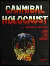 2a284 CANNIBAL HOLOCAUST French 1panel '80 Ruggero Deodato, cool completely different skull image!