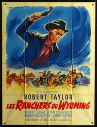 2a286 CATTLE KING French one-panel poster '63 great artwork of cowboy Robert Taylor by Roger Soubie!