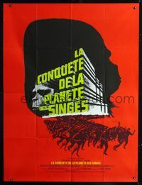 2a299 CONQUEST OF THE PLANET OF THE APES French 1p '72 the revolt of the apes, cool sci-fi image!