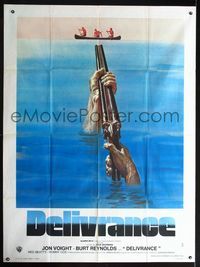 2a313 DELIVERANCE French one-panel '72 John Boorman classic, art of shotgun in hands out of water!