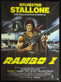 2a334 FIRST BLOOD French 1p R86 best art of Sylvester Stallone as John Rambo by Renato Casaro!