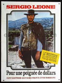 2a337 FISTFUL OF DOLLARS French 1p R70s Sergio Leone, Clint Eastwood is the most dangerous man!