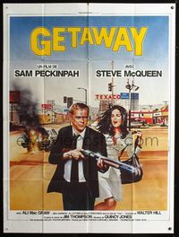 2a348 GETAWAY French 1panel R85 Steve McQueen, Ali McGraw, Peckinpah, cool completely different art!