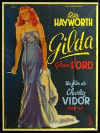2a349 GILDA French one-panel R72 best artwork of sexy full-length smoking Rita Hayworth by Grinsson!