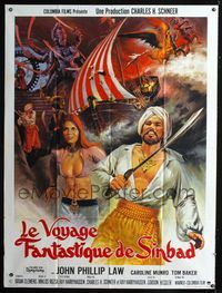 2a351 GOLDEN VOYAGE OF SINBAD French 1p '73 Ray Harryhausen, best completely different fantasy art!