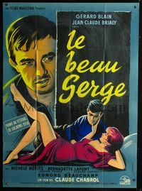 2a385 LE BEAU SERGE French 1panel '58 Claude Chabrol, art of Gerard Blain & sexy girl by Grinsson!