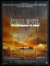 2a408 MALEVIL French 1panel '81 Michel Serrault, French sci-fi, cool barren wasteland art by Landi!