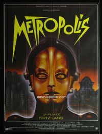 2a416 METROPOLIS French one-panel poster R84 Fritz Lang classic, great sci-fi art by Phillippe!