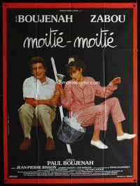 2a426 MOITIE-MOITIE French one-panel movie poster '89 Paul Boujenah, Michel Boujenah & Zabou!