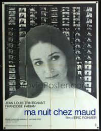 2a435 MY NIGHT AT MAUD'S French one-panel '69 Eric Rohmer's Ma nuit chez Maud, Francoise Fabian c/u!
