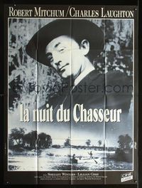 2a442 NIGHT OF THE HUNTER French one-panel R80s cool completely different image of Robert Mitchum!