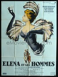 2a452 PARIS DOES STRANGE THINGS French 1panel '57 Jean Renoir's Elena et les hommes, Ingrid Bergman