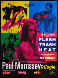 2a454 PAUL MORRISSEY TRILOGY French 1p '02 Joe Dallesandro in Andy Warhol's Flesh, Trash, and Heat!