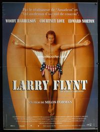 2a455 PEOPLE VS. LARRY FLYNT DS French 1p '96 Woody Harrelson as the founder of Hustler Magazine!