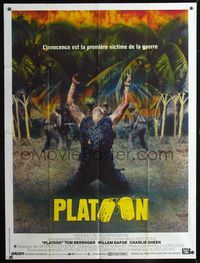 2a457 PLATOON French one-panel poster '86 Oliver Stone, Tom Berenger, Willem Dafoe, Vietnam War!