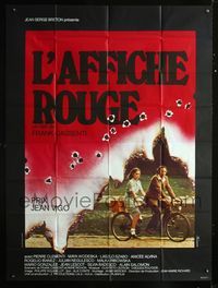 2a466 RED POSTER French one-panel '76 Frank Cassenti's L'Affiche Rouge, cool design by Ferracci!