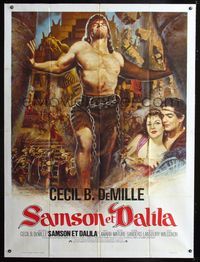 2a474 SAMSON & DELILAH French one-panel R70s art of Hedy Lamarr & Victor Mature, Cecil B. DeMille