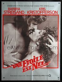 2a490 STAR IS BORN French 1p '77 romantic kiss close up of Kris Kristofferson & Barbra Streisand!