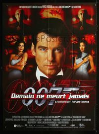 2a507 TOMORROW NEVER DIES French one-panel poster '97 close up of Pierce Brosnan as James Bond 007!