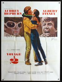 2a516 TWO FOR THE ROAD French 1p '67 different art of Audrey Hepburn & Albert Finney by Grinsson!
