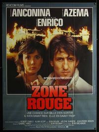 2a537 ZONE RED French one-panel movie poster '86 Ricard Anconina, Sabine Azema, Robert Enrico