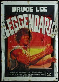 2a569 BRUCE LEE THE LEGEND Italian one-panel movie poster '81 Leggendario, cool kung fu artwork!