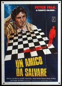 2a586 COLUMBO A FRIEND IN DEED Italian one-panel '78 Peter Falk, cool checkerboard art by Crovato!