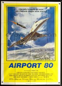 2a587 CONCORDE: AIRPORT '79 Italian 1panel '79 cool art of airplane attacked by missile, Airport 80!