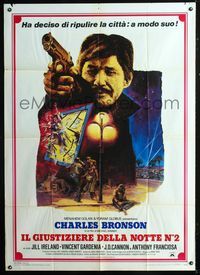 2a596 DEATH WISH II Italian one-panel poster '82 cool different art of Charles Bronson pointing gun!