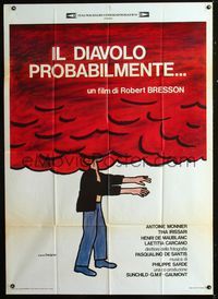 2a598 DEVIL PROBABLY Italian one-panel '77 Robert Bresson's Le diable probablement, great wacky art!