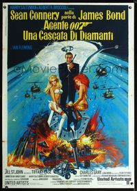 2a599 DIAMONDS ARE FOREVER Italian one-panel movie poster '71 art of Sean Connery as James Bond 007!