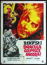 2a604 DRACULA A.D. 1972 Italian one-panel poster '72 Hammer, close art of vampire Christopher Lee!