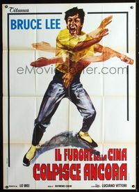 2a621 FISTS OF FURY Italian one-panel R80s best artwork of Bruce Lee in action by Averado Ciriello!
