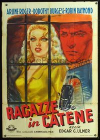 2a636 GIRLS IN CHAINS Italian 1p '43 Edgar Ulmer, art of sexy bad girl Arline Judge by Mancinelli!