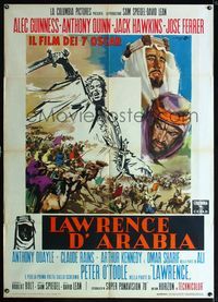 2a686 LAWRENCE OF ARABIA Italian one-panel '63 David Lean classic, different art by A. Cesselon!