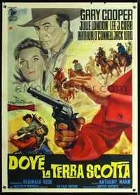 2a700 MAN OF THE WEST Italian 1p '58 cool different art of Gary Cooper & gun close up by Adelchis!