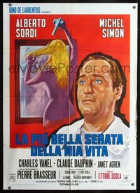 2a707 MOST WONDERFUL EVENING OF MY LIFE Italian 1p '72 art of Alberto Sordi & sexiest naked girl!