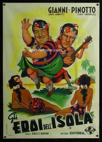2a717 PARDON MY SARONG Italian 1p '42 wacky art of Bud Abbott & Lou Costello with tropical babes!