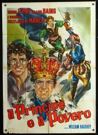 2a720 PRINCE & THE PAUPER Italian one-panel poster R63 art of Errol Flynn & the Mauch Twins by Nino!
