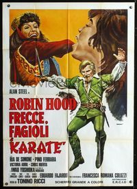 2a728 ROBIN HOOD FRECCE, FAGIOLI E KARATE Italian one-panel poster '76 wacky art by Originario!