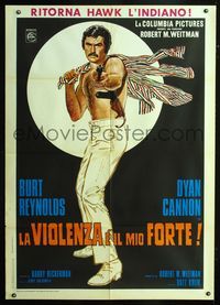 2a742 SHAMUS Italian 1p '73 full-length art of Burt Reynolds with gun, the pro that never misses!