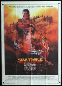 2a757 STAR TREK II Italian 1p '82 Leonard Nimoy, William Shatner, cool different art by Bob Peak!