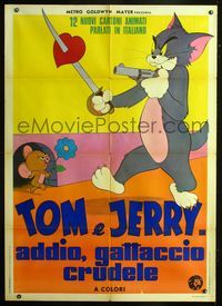 2a770 TOM & JERRY Italian one-panel movie poster '72 great Hanna-Barbera cat & mouse cartoon image!